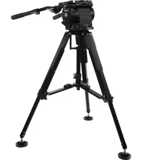 Cartoni SPORT 200 2-Section Heavy-Duty Aluminum Tripod System with Master 65 Flat Base Fluid Head – Professional Broadcast & Cinema Video Support