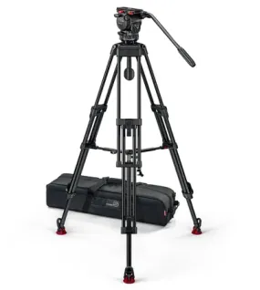 Sachtler FSB 6 MK II Fluid Head with ENG 75/2 D HD 3-Section Aluminum Tripod System & Mid-Level Spreader – Professional 75mm Broadcast Video Tripod Kit