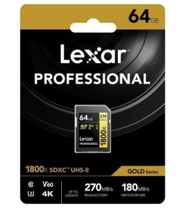Lexar GOLD Series Professional 1800x UHS-II SDXC Memory Card – V60 High-Speed 4K/6K Camera Storage (Up to 280MB/s)