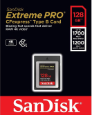 SanDisk Extreme PRO 128GB CFexpress Type B Memory Card (1700MB/s Read, 1200MB/s Write)