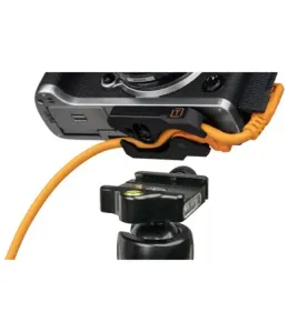 Tether Tools LeverLock Plate &amp; Optima 10G 15ft USB-C Straight to Right-Angle Cable Set – High-Speed Tethering Kit Orange