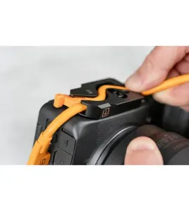 Tether Tools LeverLock Plate &amp; Optima 10G 15ft USB-C Straight to Right-Angle Cable Set – High-Speed Tethering Kit Orange