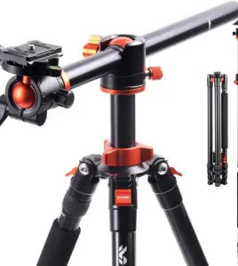K&amp;F Concept K234A6 4-Section Aluminum Travel Tripod &amp; Monopod with Ball Head – Lightweight Convertible Camera Support System (Black)