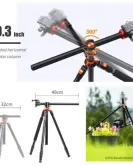 K&F Concept K234A6 4-Section Aluminum Travel Tripod & Monopod with Ball Head – Lightweight Convertible Camera Support System (Black)