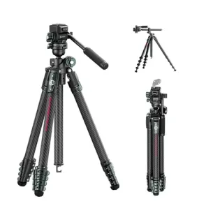 Ulanzi JJ06 GlideGo 5-Section Carbon Fiber Travel Tripod with Ball Head (Black) – Lightweight Compact Tripod for Photography & Video