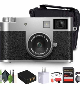 Fujifilm X half Digital Camera Silver – Retro Compact Camera Bundle with Free Accessories Kit for Street &amp; Travel Photography