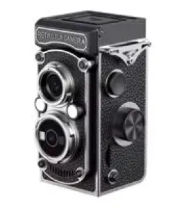 Aries RetroSnap Mini 1080P Digital Camera - Vintage Twin-Lens Style (Black)