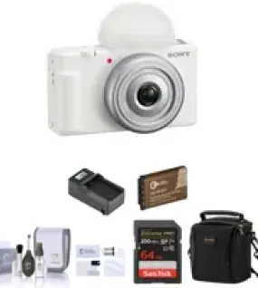 Sony ZV-1F 20.1MP 4K Ultra HD Vlogging Camera – White, Wide-Angle 20mm Lens for Content Creators