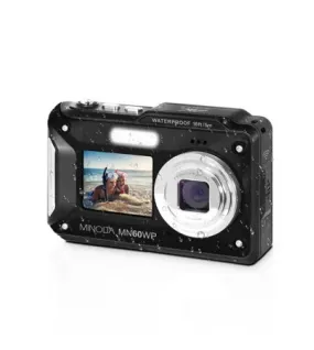 Minolta MN60WP 48MP 4K Waterproof Dual LCD Screen Digital Camera – Black with Accessory Kit