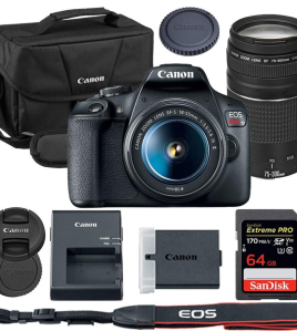 Canon EOS Rebel T7 DSLR Camera Bundle with EF-S 18-55mm IS II Lens, EF 75-300mm III Telephoto Lens &amp; PC Software Kit