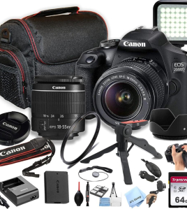 Canon EOS Rebel T7 24.1MP DSLR Camera with EF-S 18-55mm f/3.5-5.6 IS II Lens Bundle – Complete Beginner Photography Kit