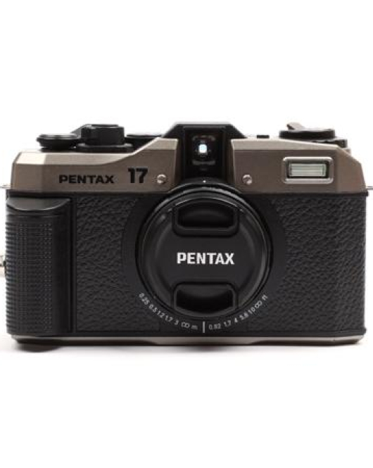 Pentax 17 Half-Frame 35mm Film Camera Dark Silver Bundle with Film Pack – Compact Retro Film Camera Kit