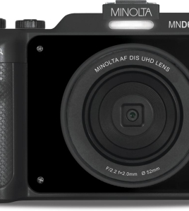 Minolta MND65 56MP 4K Ultra HD Wi-Fi Selfie Shot Digital Camera – Compact Digital Camera with Dual Lens &amp; Zoom