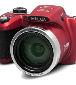 Minolta MN53Z 16MP Full HD Digital Camera with 53x Optical Zoom, Wi-Fi – Red Super Zoom Travel Camera