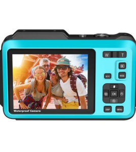 Aries SplashCam Pro 64MP Waterproof Digital Camera – Dual Display, WiFi, 16X Zoom Rugged Underwater Camera