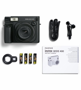 Fujifilm Instax WIDE 400 Instant Film Camera Jet Black Bundle with Accessory Kit – Wide Format Instant Camera for Group Photos &amp; Travel