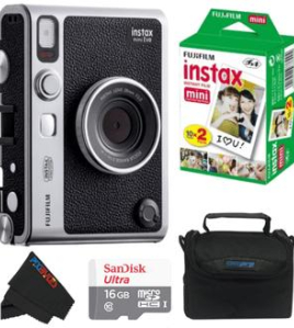 Fujifilm Instax Mini Evo Cinema Edition 3-in-1 Hybrid Instant Camera Bundle with Instant Film &amp; Memory Card