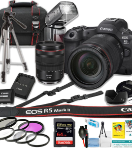 Canon EOS R5 Mark II Mirrorless Camera with Included Value Bundle – 45MP Full-Frame Professional Hybrid Camera